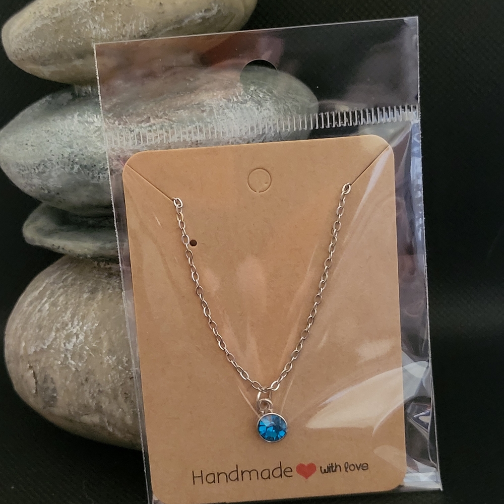 Handmade Silver Necklace with Blue Pendant